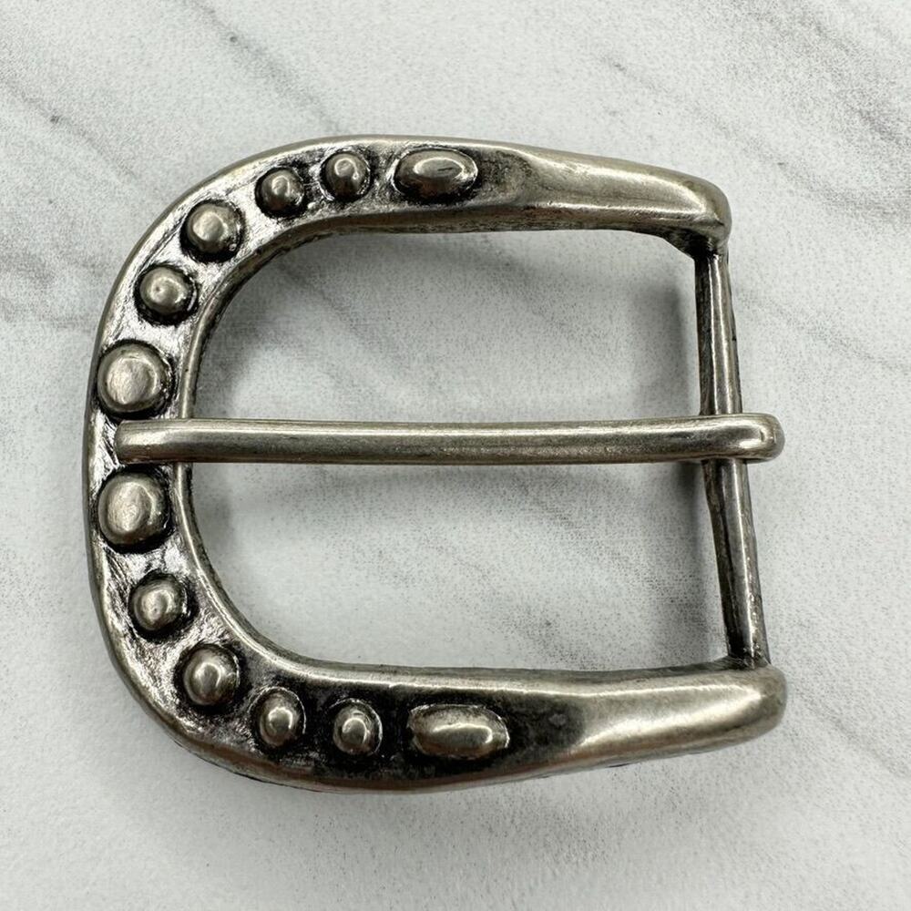 Studded Silver Tone Simple Basic Belt Buckle